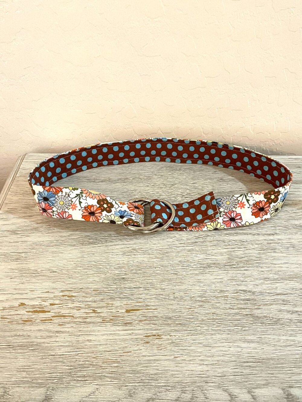 Belly Loops Fabric Belt Floral Dot Multi Brown Blue